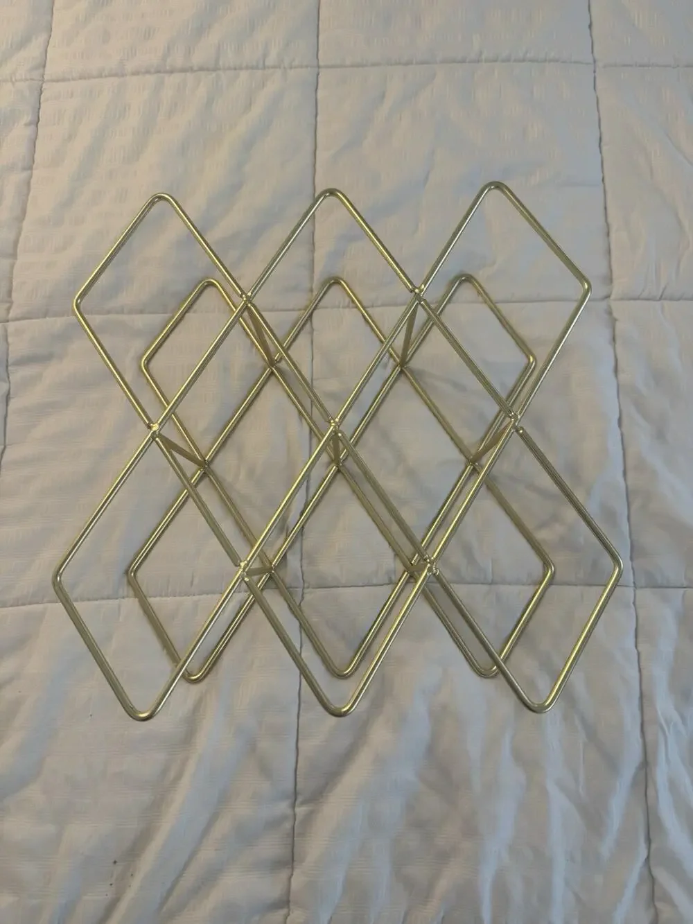 Gold Metal Wine Rack Geometric Diamond Shape Modern Contemporary 10 bottle
